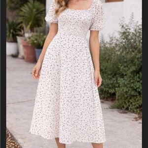 Elegant White Floral Midi Dress